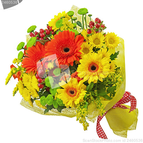 Image of Colorful bouquet from gerbera flowers isolated on white backgrou