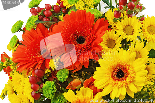 Image of Colorful bouquet from gerbera flowers isolated on white backgrou