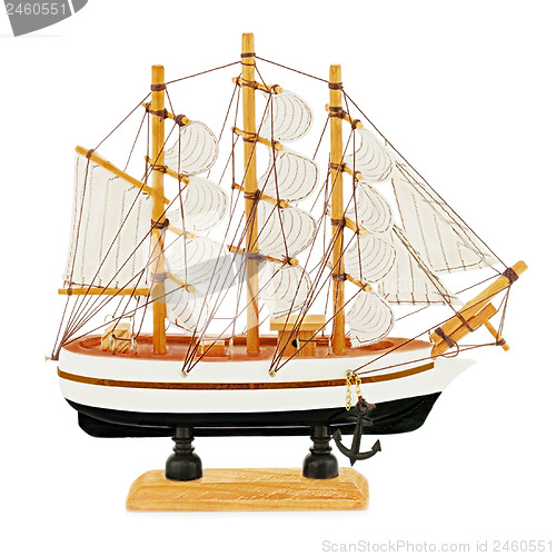 Image of Old sailboat model isolated on white background.