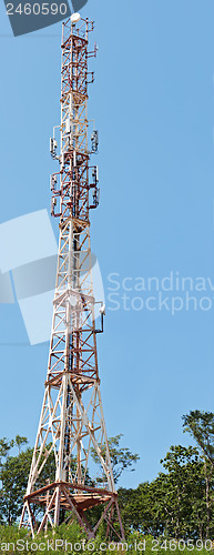 Image of Telecommunication towers with blue sky.
