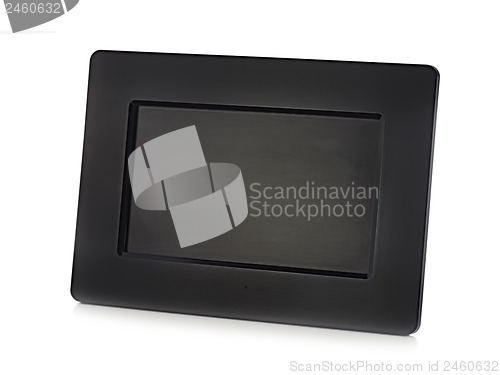Image of Black digital LCD photo frame isolated on white background.