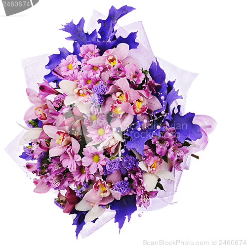 Image of Colorful flower bouquet isolated on white background.