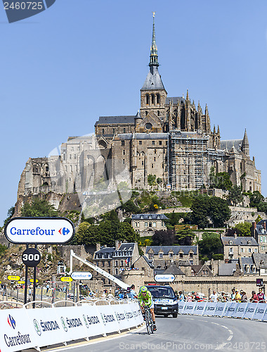 Image of Cycling in Front of Le Mont Saint Michel