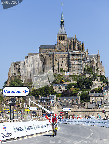 Image of Cycling in Front of Le Mont Saint Michel