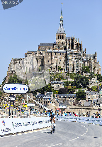 Image of Cycling in Front of Le Mont Saint Michel