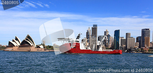 Image of Navy Ship Ocean Shield and Sydney Opera House