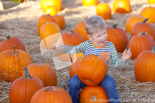 Image of kid at pumpkin patch