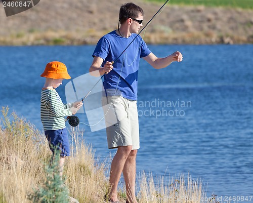 Image of family fishing