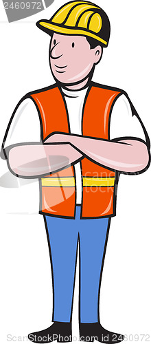 Image of construction worker with arms folded
