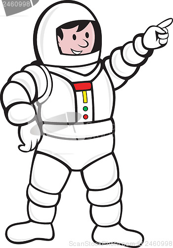 Image of Cartoon Astronaut Standing Pointing