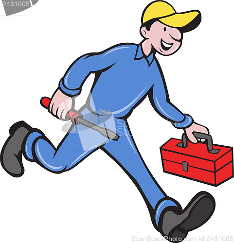 Image of Electrician Mechanic With Screwdriver Toolbox