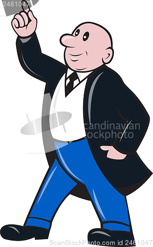 Image of Bald Businessman Pointing Up