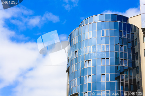 Image of Modern Blue Glass Wall Of Skyscraper 