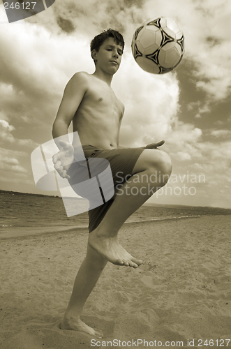 Image of summer soccer on the beach