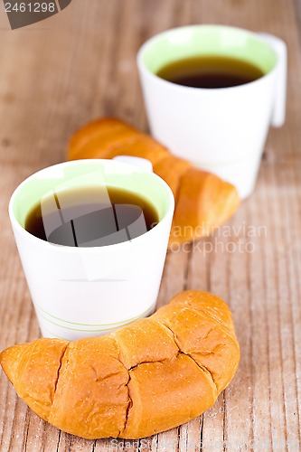 Image of two cups of tea and fresh croissants