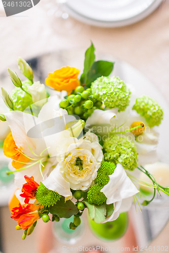 Image of decoration with flowers and fruit