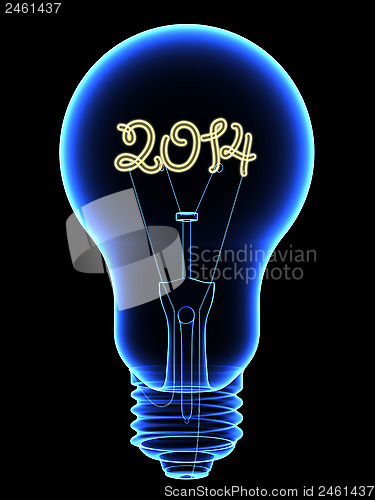 Image of X-Ray lightbulb with sparkling 2014 digits inside