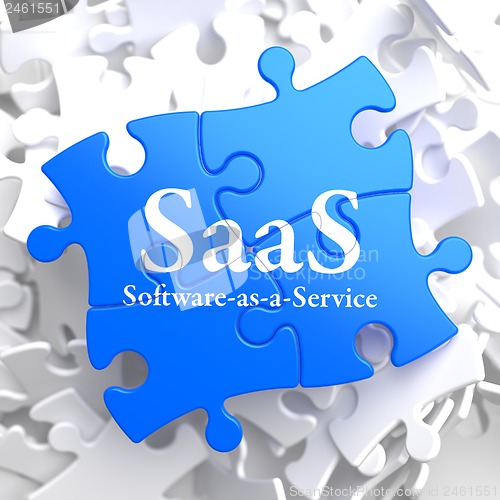 Image of SAAS. Puzzle Information Technology Concept.