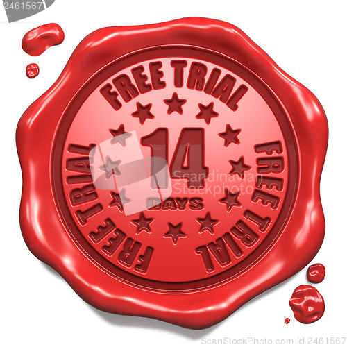 Image of Free Trial 14 Days- Stamp on Red Wax Seal.