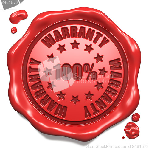 Image of Warranty 100 Percent - Stamp on Red Wax Seal.