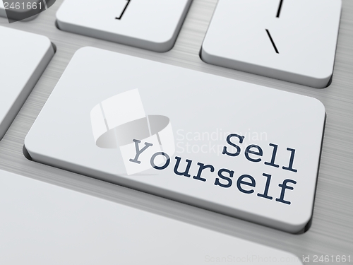 Image of White Keyboard with Sell Yourself Button.