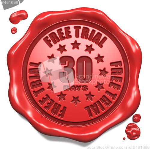 Image of Free Trial 30 Days- Stamp on Red Wax Seal.