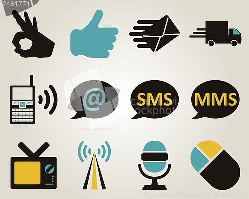 Image of Office and communication icon set