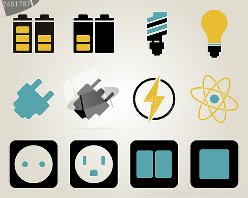 Image of Electricity and energy icon set