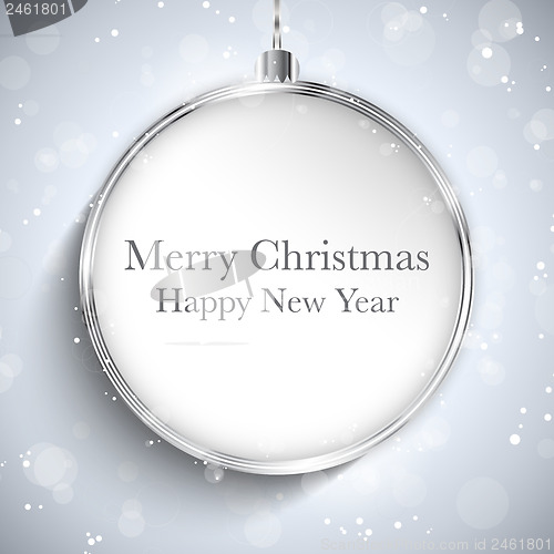 Image of Merry Christmas Happy New Year Ball Silver with Stars and Snowfl