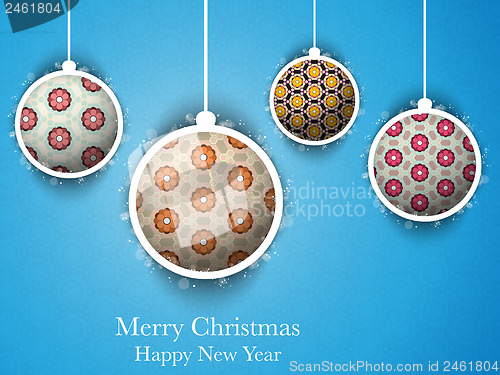 Image of Merry Christmas Flower Balls with Retro Background