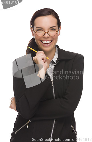 Image of Confident Mixed Race Businesswoman Holding a Pencil
