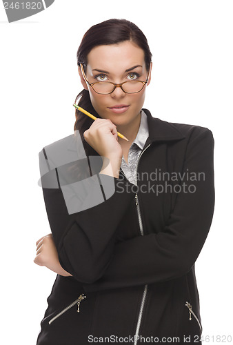 Image of Confident Mixed Race Businesswoman Holding a Pencil
