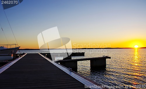 Image of Boats in Alqueva dam at sunset