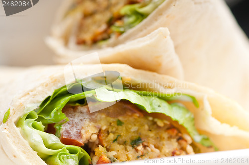 Image of falafel pita bread roll wrap sandwich