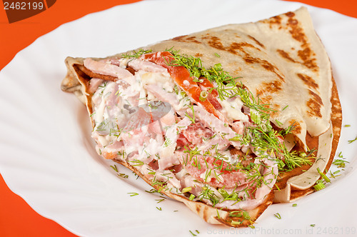 Image of pancakes with ham