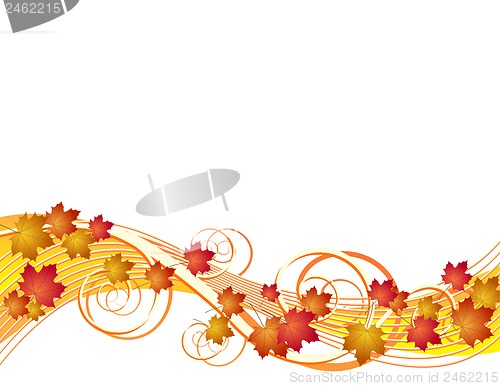 Image of Flying autumn leaves background