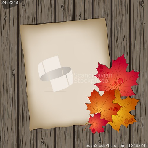 Image of Paper sheet with autumn leaves