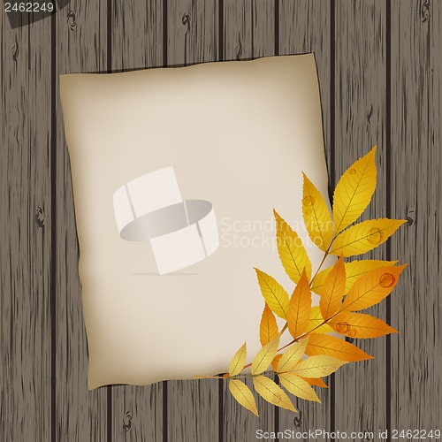 Image of Paper sheet with autumn leaves