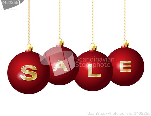 Image of Red Christmas balls with golden word Sale