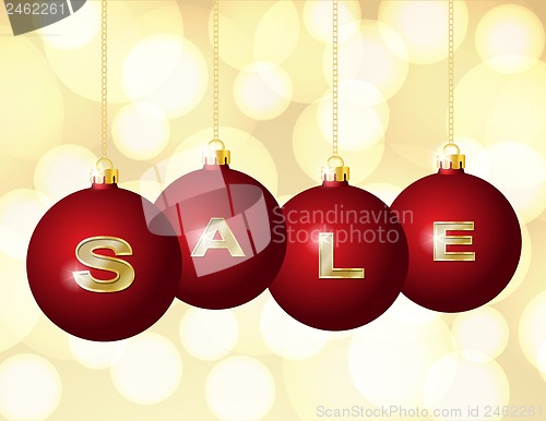 Image of Red Christmas balls with golden word Sale