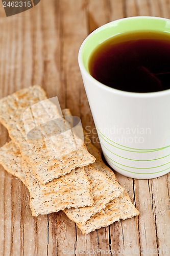 Image of cup of tea and crackers