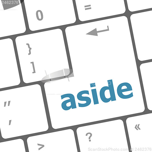 Image of aside word on keyboard key, notebook computer