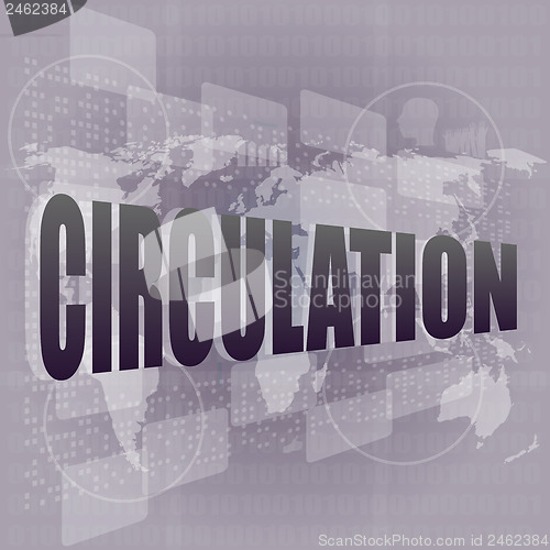 Image of circulation word on digital touch screen