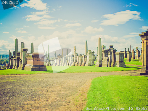 Image of Retro looking Glasgow necropolis