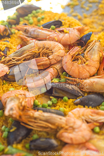 Image of Paella with shrimps and mussels