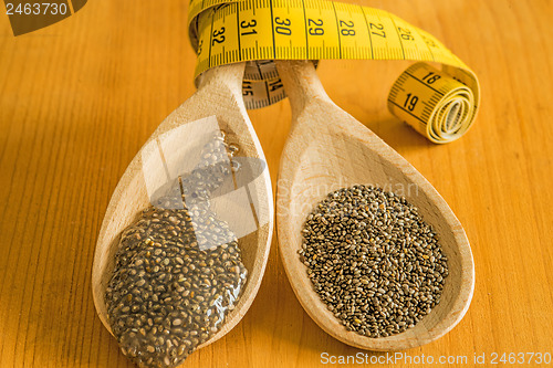 Image of Chia seeds and seed gelatin for diet