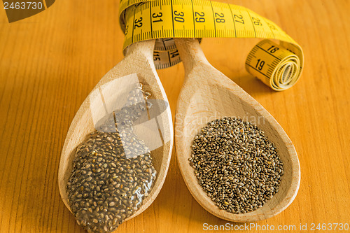 Image of Chia seeds and seed gelatin for diet