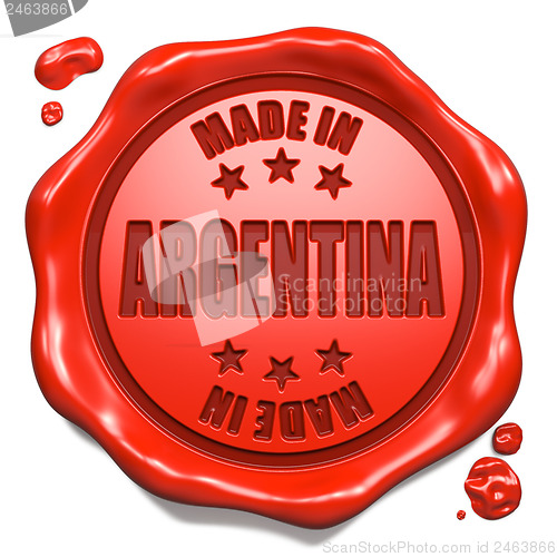 Image of Made in Argentina - Stamp on Red Wax Seal.