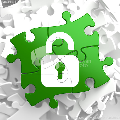 Image of Security Concept on Green Puzzle Pieces.