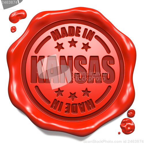 Image of Made in Kansas - Stamp on Red Wax Seal.